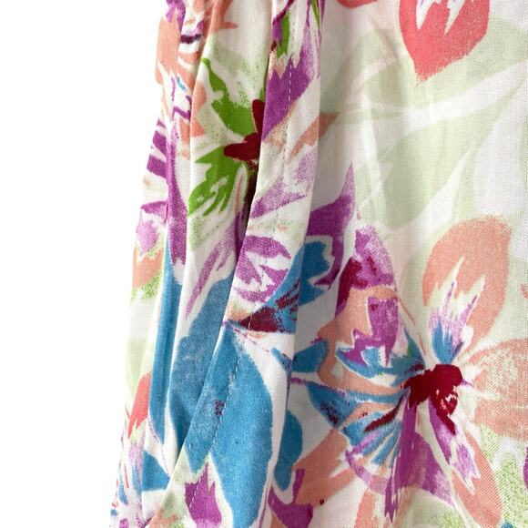 Roxy Midnight Avenue High Floral Print Wide Leg Pants Size large Blue Cream Pink - Picture 4 of 10